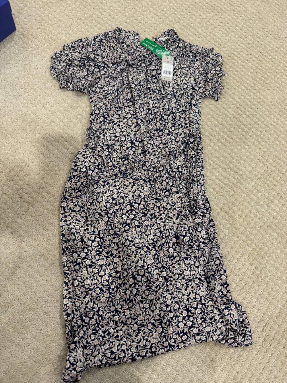 Boden Navy Floral Yoke Detail Jersey Midi Dress NWT